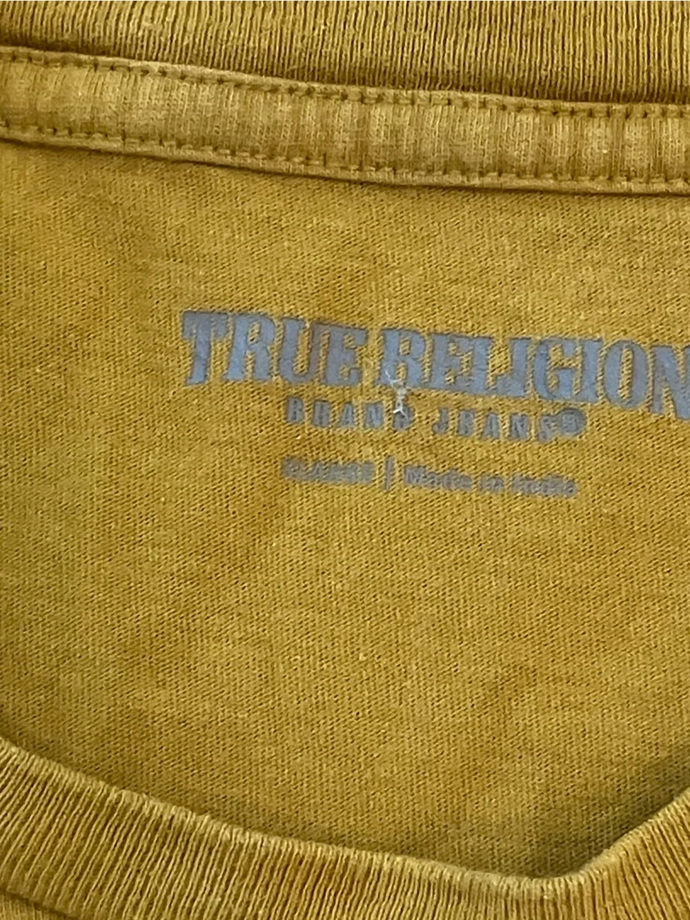 True Religion Graphic T-Shirt Mens XL Mustard True Religion graphic